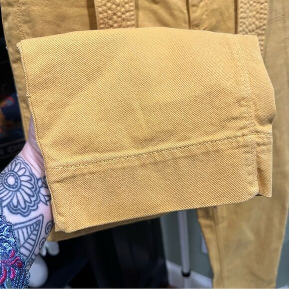 LOFT Mustard Yellow Belted Cropped Pants – Size 12 - Picture 7 of 8